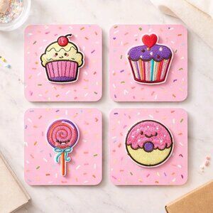 3D Dessert Mini Card Set of 4 | Blank w/ Envelopes Cupcake Lollipop Donut